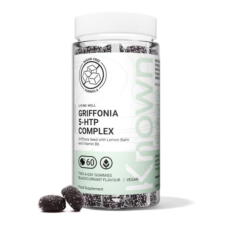 Griffonia 5-HTP Complex Gummies by Known Nutrition â€“ with Vitamin B6 â€“ Supports Normal Psychological Function â€“ Natural Blackcurrant Flavour â€“ 60 Vegan Gummies (30-Day Supply)
